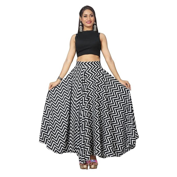 JYESHTA Women's American Crepe Wrao Floral Printed Skirt with Ruffle Hem and Elastic Waistband Closure | Skirts for Woman