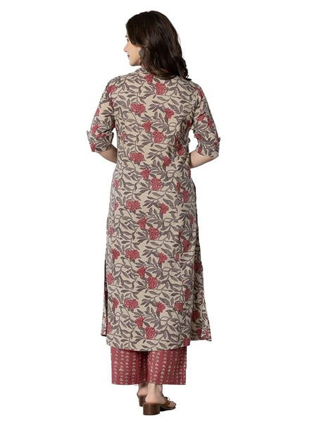 rytras Women's Cotton Kurta with Palazzo Pant Set
