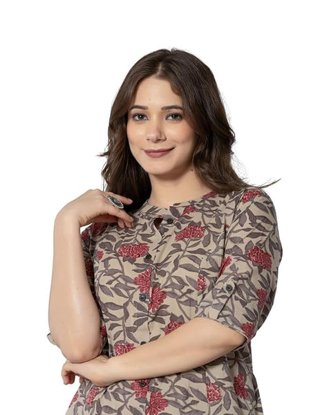 rytras Women's Cotton Kurta with Palazzo Pant Set