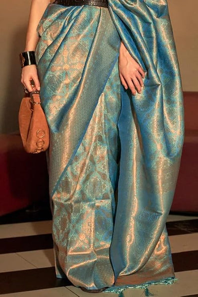 SWORNOF Women's kanjivaram banarasi silk saree for Patola festival Wedding silk with rich pallu Design sarees for women with blouse piece