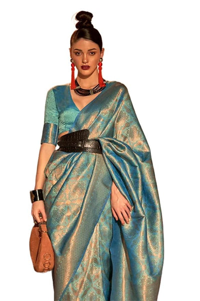 SWORNOF Women's kanjivaram banarasi silk saree for Patola festival Wedding silk with rich pallu Design sarees for women with blouse piece