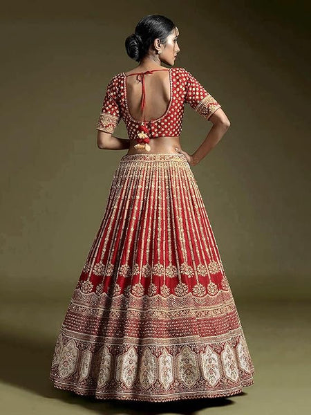 TRENDMALLS Women's Satin Embroidery Sequence Work Lehenga Choli Set with Dupatta For Women SemiStitch | Stylish Wedding Lehenga Choli for women