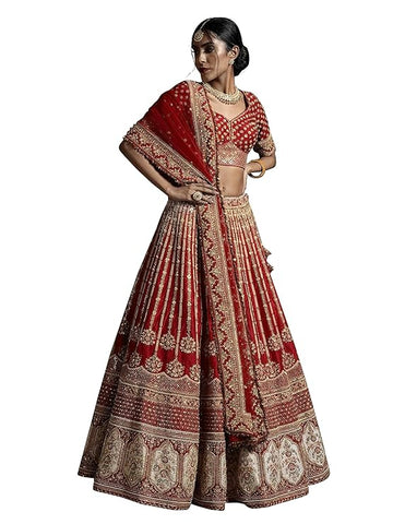 TRENDMALLS Women's Satin Embroidery Sequence Work Lehenga Choli Set with Dupatta For Women SemiStitch | Stylish Wedding Lehenga Choli for women
